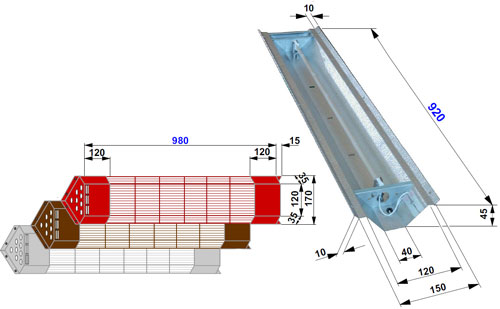 Grille et réflecteur pour lampe infrarouge Thermolight